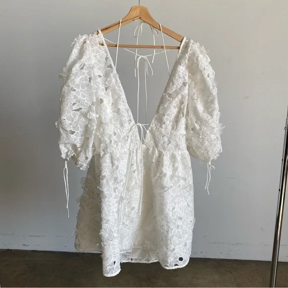 $230 NWT White For Love And Lemons “Leighton” Mini Dress Sz 2X - Picture 4 of 12